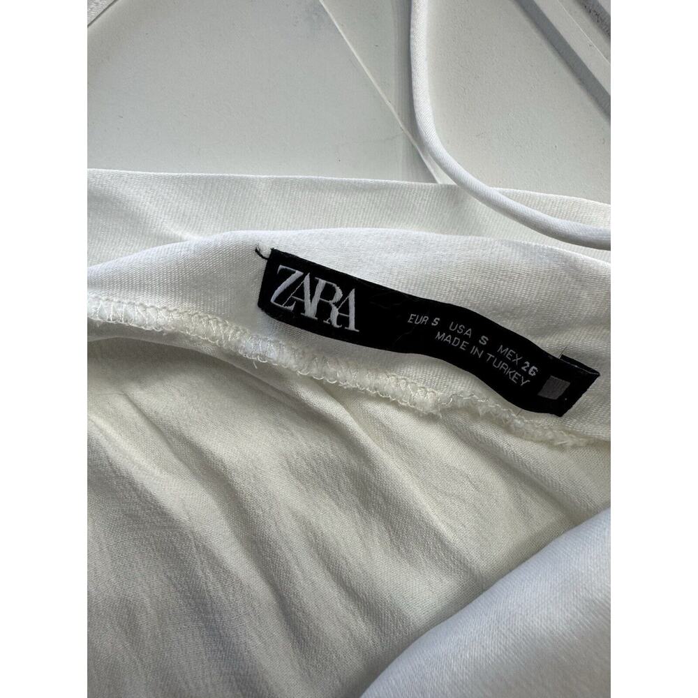 Zara White Draped Slip Tank Top Spaghetti Strap Racerback Size Small - Picture 2 of 5